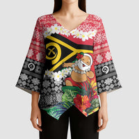 Personalised Vanuatu Joyeux Noel Kimono Sleeve Blouse Proud To Be a Ni-Van Sand Drawing Art LT9 - Polynesian Pride