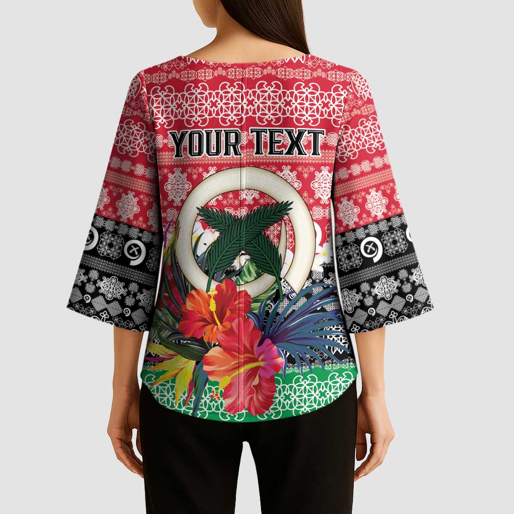 Personalised Vanuatu Joyeux Noel Kimono Sleeve Blouse Proud To Be a Ni-Van Sand Drawing Art LT9 - Polynesian Pride