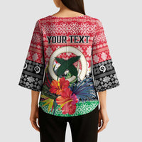 Personalised Vanuatu Joyeux Noel Kimono Sleeve Blouse Proud To Be a Ni-Van Sand Drawing Art LT9 - Polynesian Pride