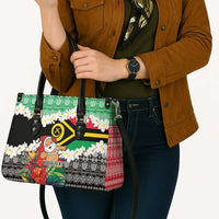 Personalised Vanuatu Joyeux Noel Leather Bag Proud To Be a Ni-Van Sand Drawing Art - Polynesian Pride