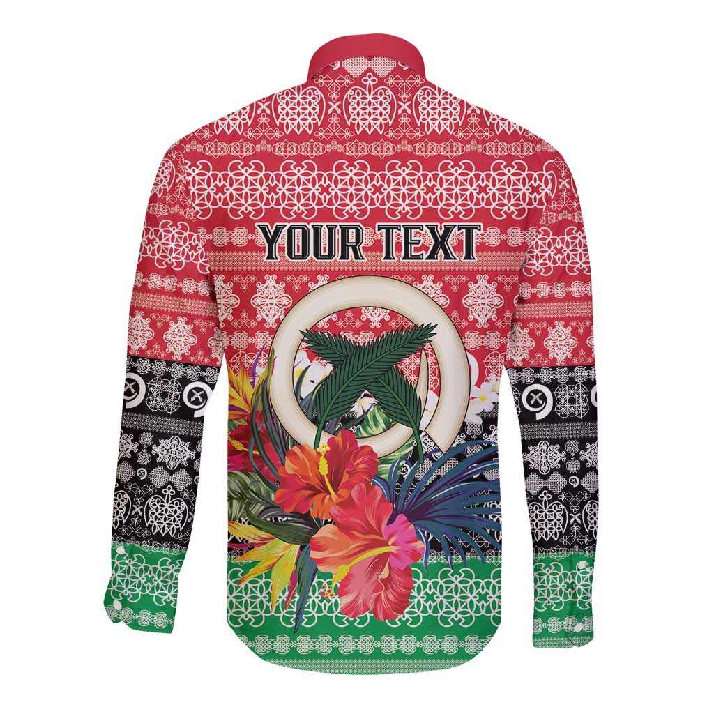 Personalised Vanuatu Joyeux Noel Long Sleeve Button Shirt Proud To Be a Ni-Van Sand Drawing Art LT9 - Polynesian Pride