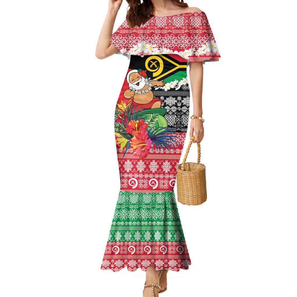 Personalised Vanuatu Joyeux Noel Mermaid Dress Proud To Be a Ni-Van Sand Drawing Art - Polynesian Pride