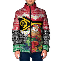 Personalised Vanuatu Joyeux Noel Padded Jacket Proud To Be a Ni-Van Sand Drawing Art LT9 Men Red - Polynesian Pride