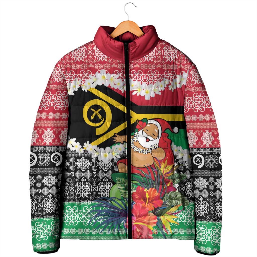 Personalised Vanuatu Joyeux Noel Padded Jacket Proud To Be a Ni-Van Sand Drawing Art LT9 - Polynesian Pride