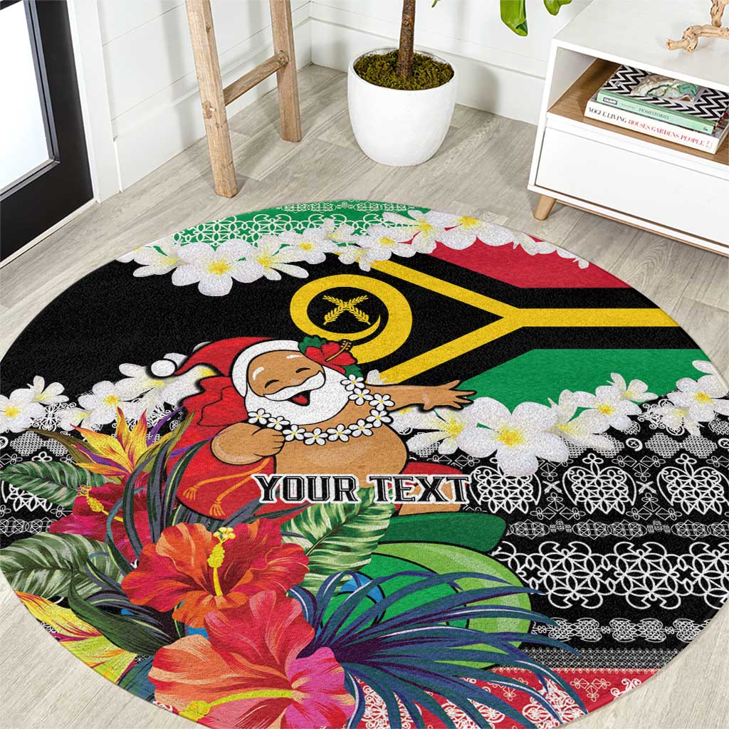 Personalised Vanuatu Joyeux Noel Round Carpet Proud To Be a Ni-Van Sand Drawing Art - Polynesian Pride