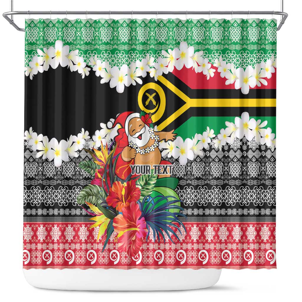 Personalised Vanuatu Joyeux Noel Shower Curtain Proud To Be a Ni-Van Sand Drawing Art - Polynesian Pride
