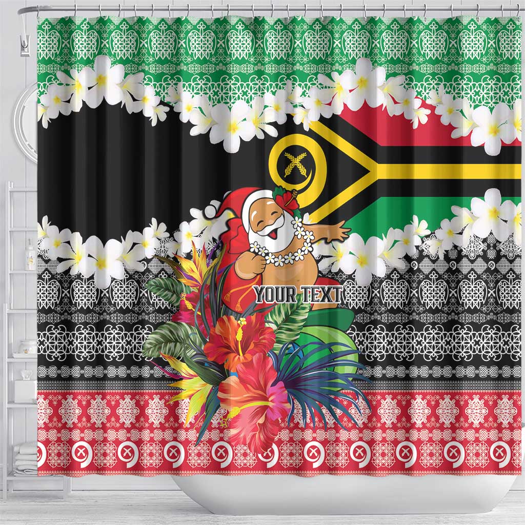 Personalised Vanuatu Joyeux Noel Shower Curtain Proud To Be a Ni-Van Sand Drawing Art - Polynesian Pride