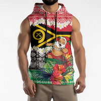 Personalised Vanuatu Joyeux Noel Sleeveless Hoodie Proud To Be a Ni-Van Sand Drawing Art - Polynesian Pride