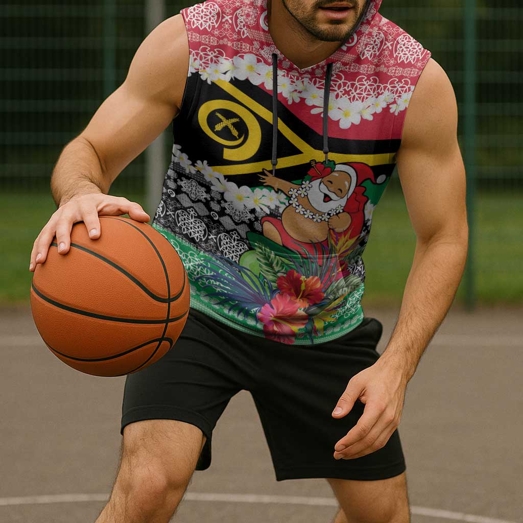 Personalised Vanuatu Joyeux Noel Sleeveless Hoodie Proud To Be a Ni-Van Sand Drawing Art - Polynesian Pride