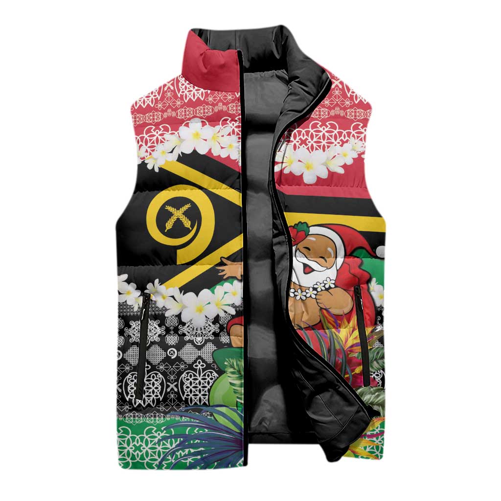 Personalised Vanuatu Joyeux Noel Sleeveless Puffer Jacket Proud To Be a Ni-Van Sand Drawing Art LT9 - Polynesian Pride