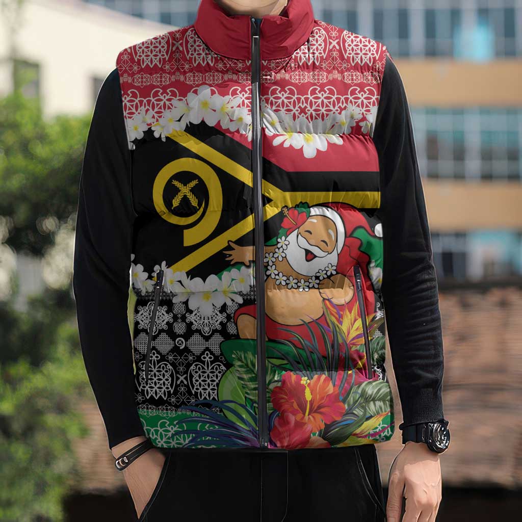 Personalised Vanuatu Joyeux Noel Sleeveless Puffer Jacket Proud To Be a Ni-Van Sand Drawing Art LT9 - Polynesian Pride