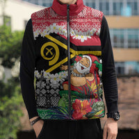 Personalised Vanuatu Joyeux Noel Sleeveless Puffer Jacket Proud To Be a Ni-Van Sand Drawing Art LT9 - Polynesian Pride