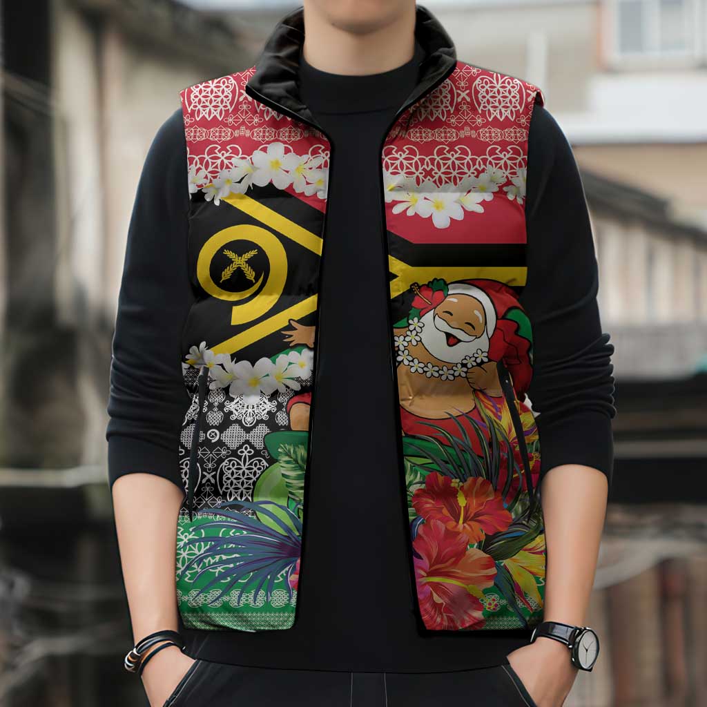 Personalised Vanuatu Joyeux Noel Sleeveless Puffer Jacket Proud To Be a Ni-Van Sand Drawing Art LT9 - Polynesian Pride