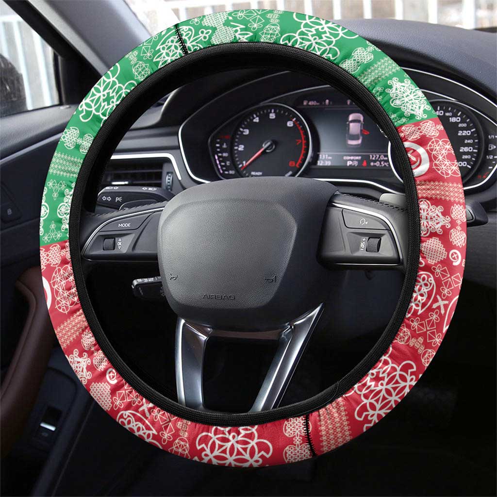 Vanuatu Joyeux Noel Steering Wheel Cover Proud To Be a Ni-Van Sand Drawing Art LT9 - Polynesian Pride