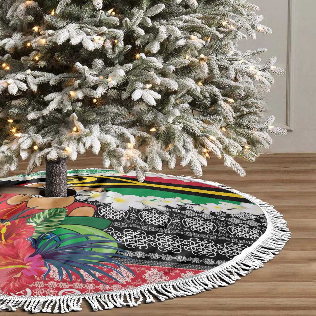 Vanuatu Joyeux Noel Tree Skirt Proud To Be a Ni-Van Sand Drawing Art LT9 - Polynesian Pride
