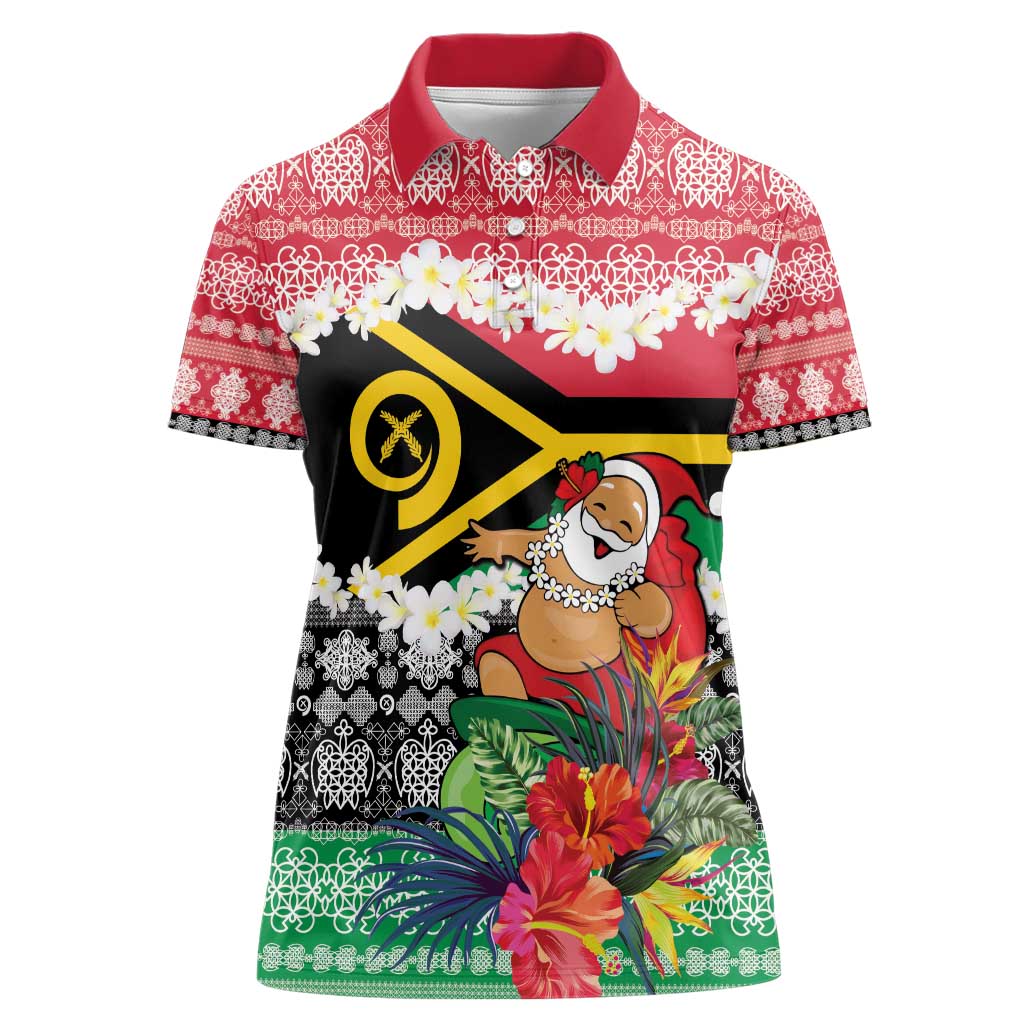 Personalised Vanuatu Joyeux Noel Women Polo Shirt Proud To Be a Ni-Van Sand Drawing Art - Polynesian Pride