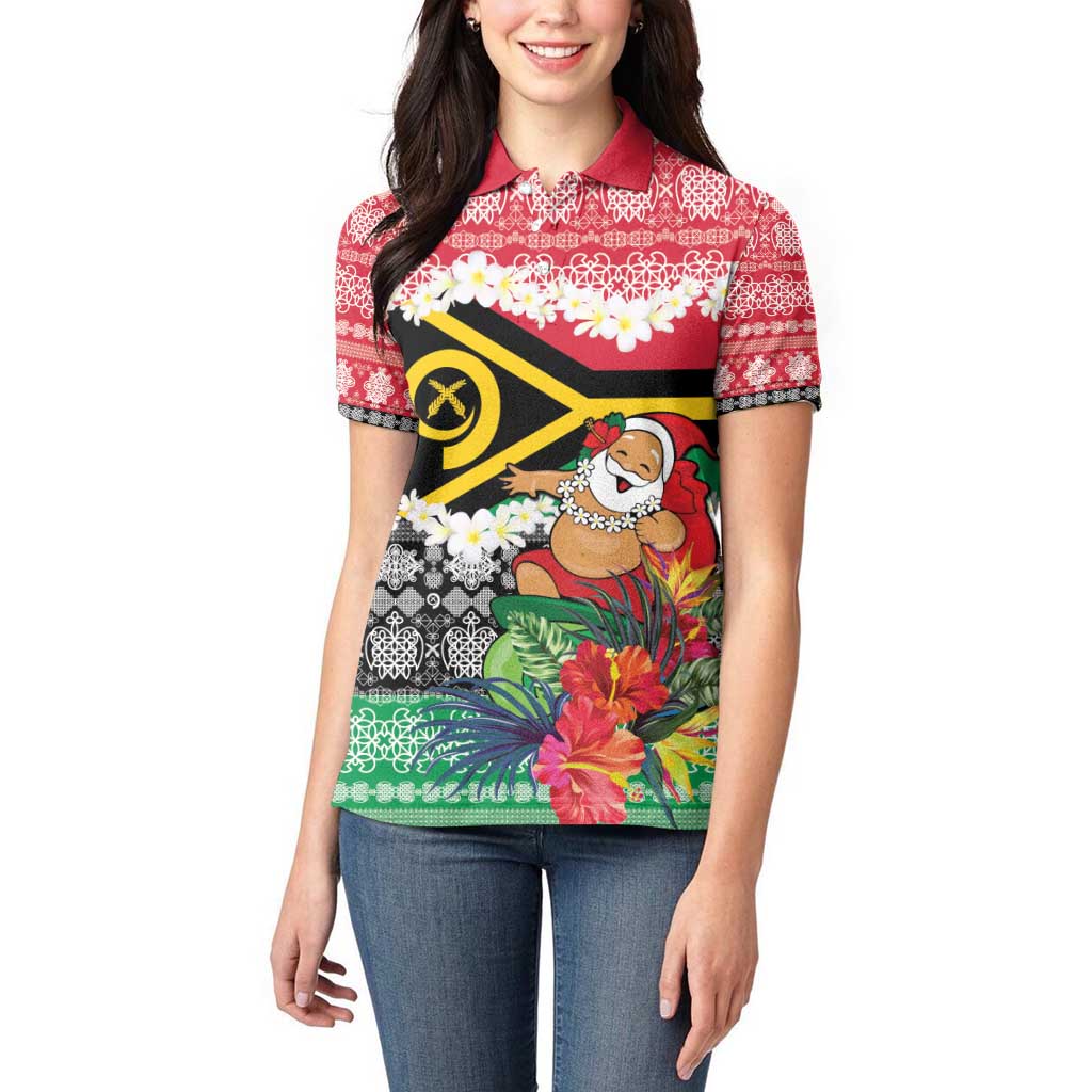 Personalised Vanuatu Joyeux Noel Women Polo Shirt Proud To Be a Ni-Van Sand Drawing Art - Polynesian Pride
