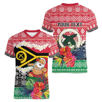 Personalised Vanuatu Joyeux Noel Women V-Neck T-Shirt Proud To Be a Ni-Van Sand Drawing Art - Polynesian Pride