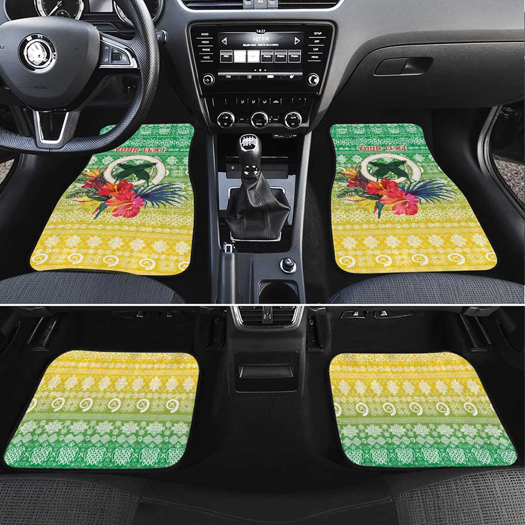 Personalised Malampa Joyeux Noel Car Mats Proud To Be a Ni-Van Sand Drawing Art LT9 Set 4pcs Lime - Polynesian Pride