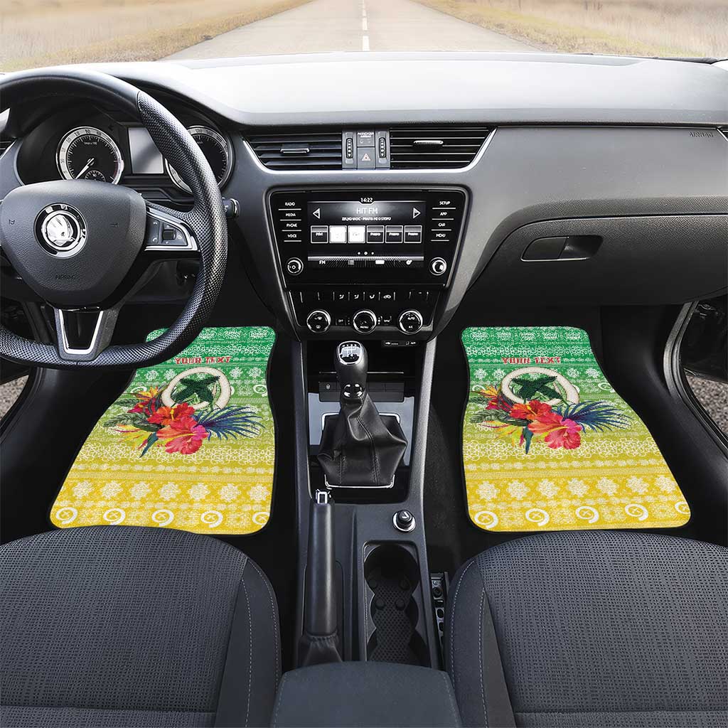 Personalised Malampa Joyeux Noel Car Mats Proud To Be a Ni-Van Sand Drawing Art LT9 Set 2pcs - Front Lime - Polynesian Pride