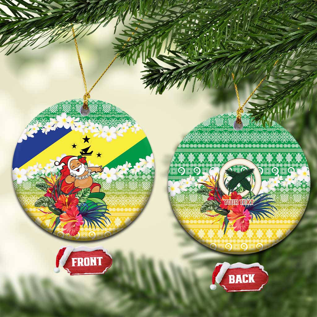 Personalised Malampa Joyeux Noel Ceramic Ornament Proud To Be a Ni-Van Sand Drawing Art LT9 Circle Lime - Polynesian Pride