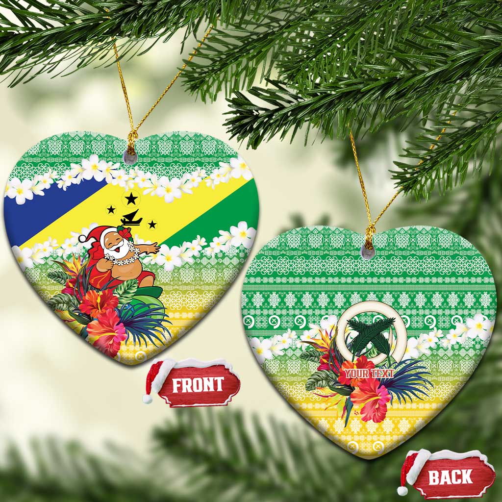 Personalised Malampa Joyeux Noel Ceramic Ornament Proud To Be a Ni-Van Sand Drawing Art LT9 Heart Lime - Polynesian Pride