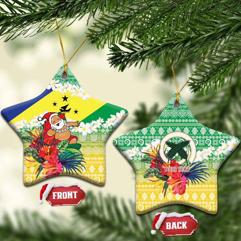 Personalised Malampa Joyeux Noel Ceramic Ornament Proud To Be a Ni-Van Sand Drawing Art LT9 Star Lime - Polynesian Pride