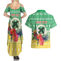 Personalised Malampa Joyeux Noel Couples Matching Summer Maxi Dress and Hawaiian Shirt Proud To Be a Ni-Van Sand Drawing Art - Polynesian Pride