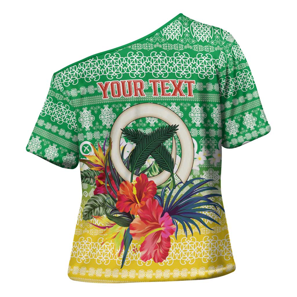Personalised Malampa Joyeux Noel Cross Shoulder Shirt Proud To Be a Ni-Van Sand Drawing Art LT9 - Polynesian Pride