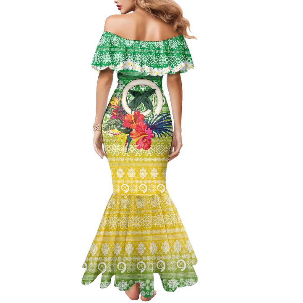 Personalised Malampa Joyeux Noel Family Matching Mermaid Dress and Hawaiian Shirt Proud To Be a Ni-Van Sand Drawing Art - Polynesian Pride