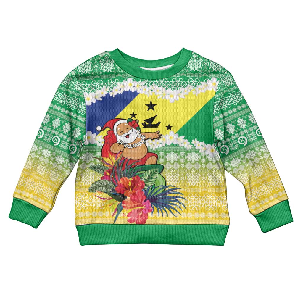 Personalised Malampa Joyeux Noel Kid Ugly Christmas Sweater Proud To Be a Ni-Van Sand Drawing Art - Polynesian Pride