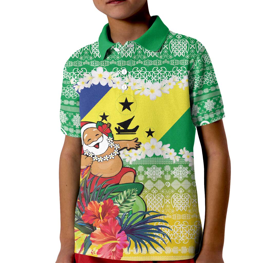 Personalised Malampa Joyeux Noel Kid Polo Shirt Proud To Be a Ni-Van Sand Drawing Art - Polynesian Pride