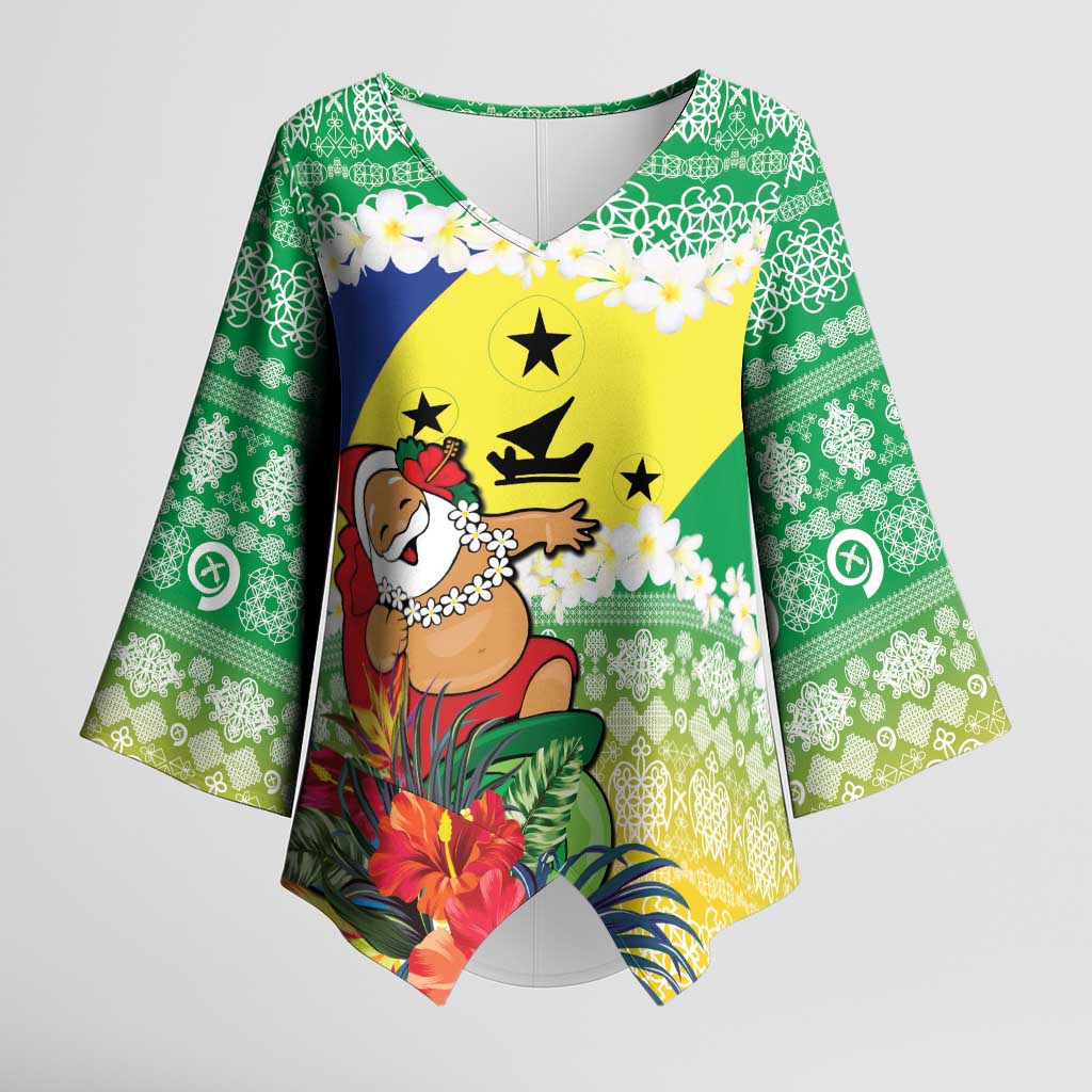 Personalised Malampa Joyeux Noel Kimono Sleeve Blouse Proud To Be a Ni-Van Sand Drawing Art LT9 Female Lime - Polynesian Pride