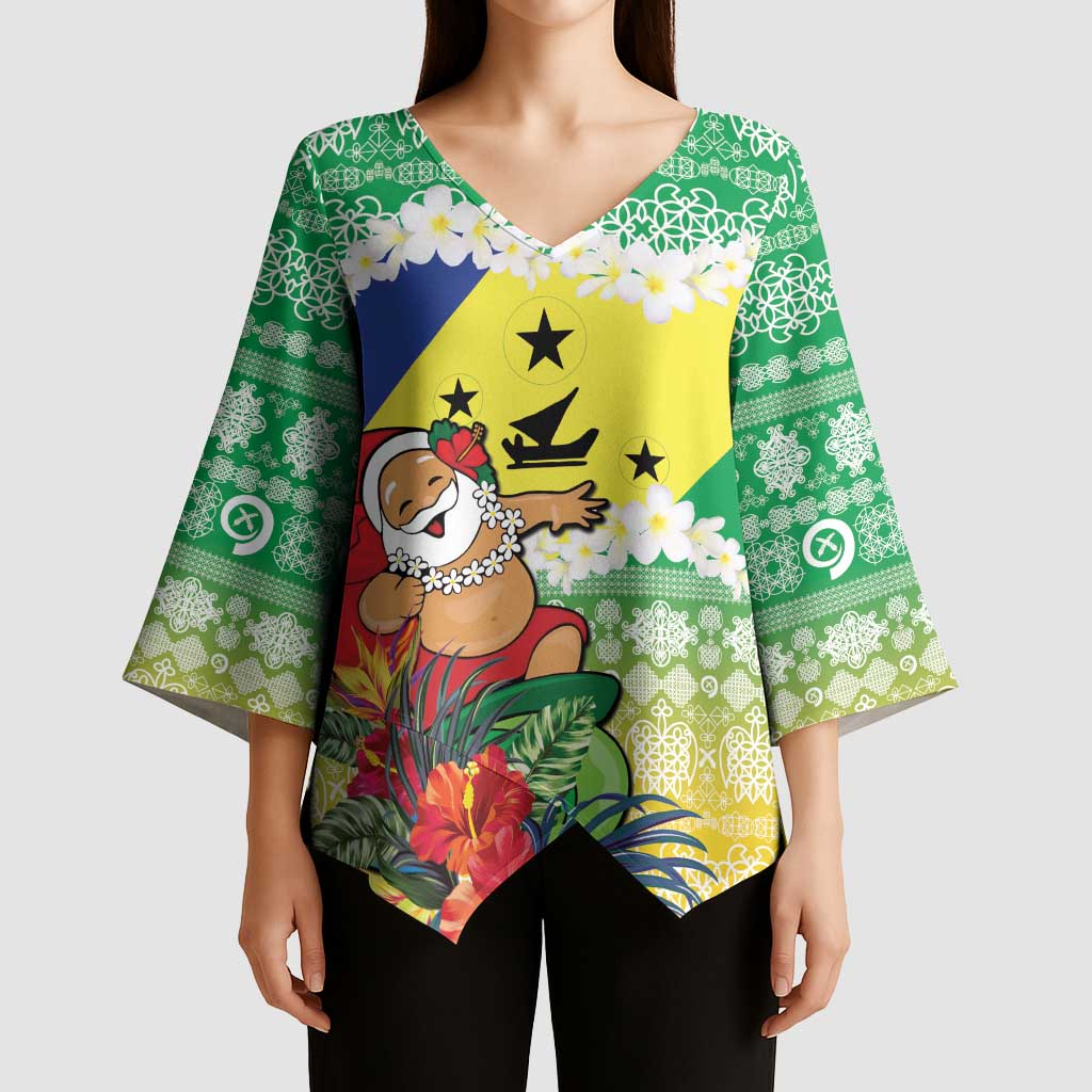 Personalised Malampa Joyeux Noel Kimono Sleeve Blouse Proud To Be a Ni-Van Sand Drawing Art LT9 - Polynesian Pride