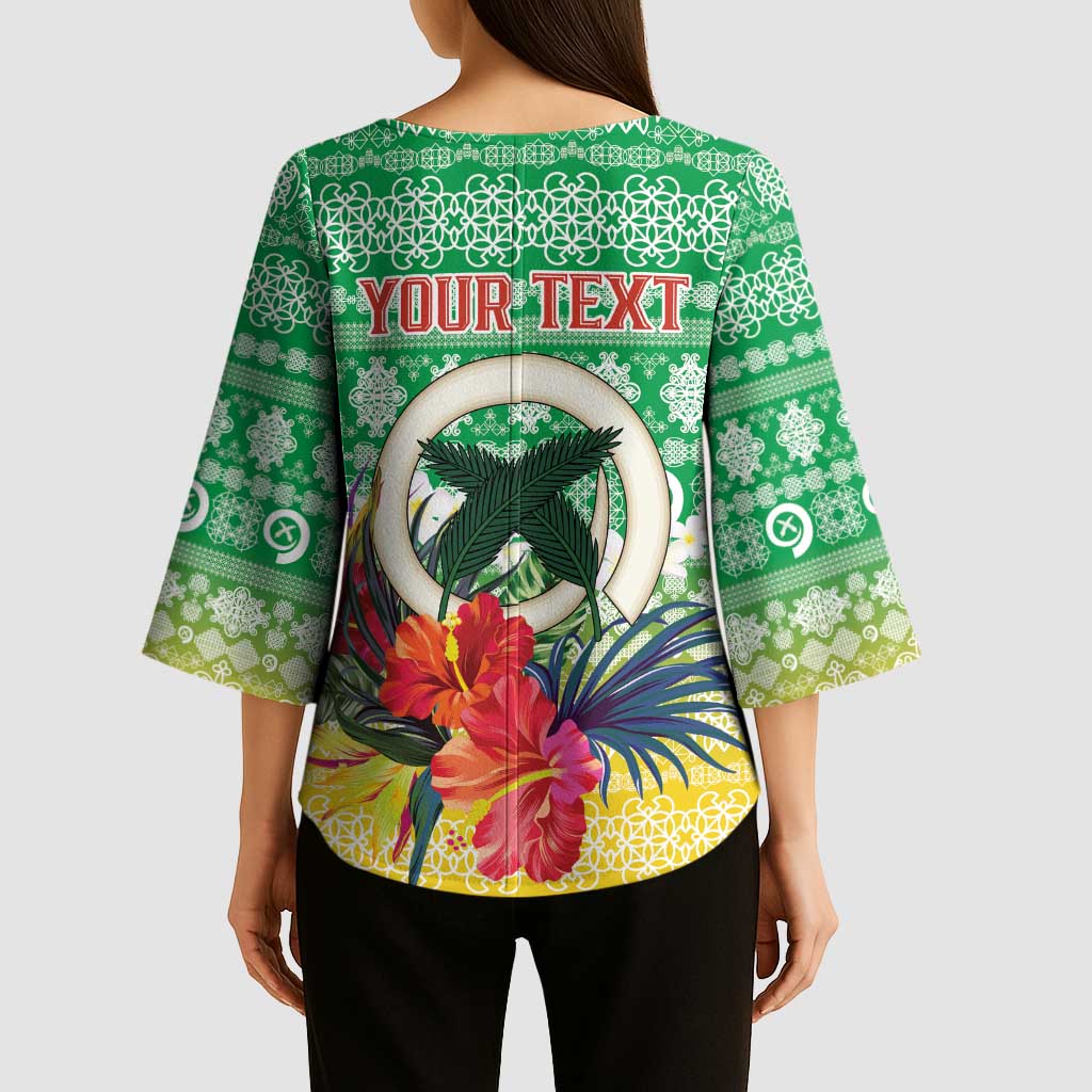 Personalised Malampa Joyeux Noel Kimono Sleeve Blouse Proud To Be a Ni-Van Sand Drawing Art LT9 - Polynesian Pride