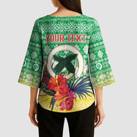 Personalised Malampa Joyeux Noel Kimono Sleeve Blouse Proud To Be a Ni-Van Sand Drawing Art LT9 - Polynesian Pride