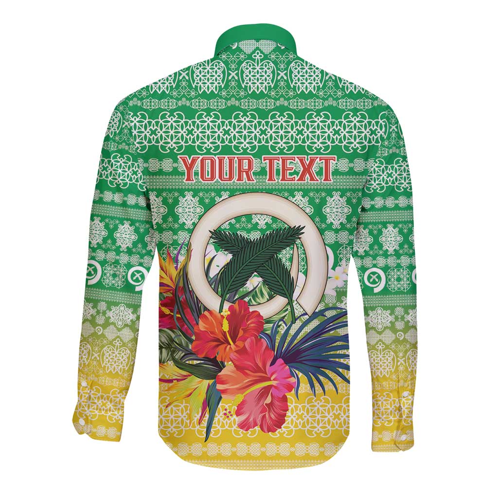 Personalised Malampa Joyeux Noel Long Sleeve Button Shirt Proud To Be a Ni-Van Sand Drawing Art LT9 - Polynesian Pride