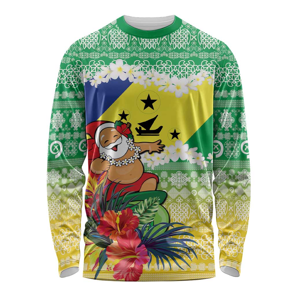 Personalised Malampa Joyeux Noel Long Sleeve Shirt Proud To Be a Ni-Van Sand Drawing Art LT9 Unisex Lime - Polynesian Pride