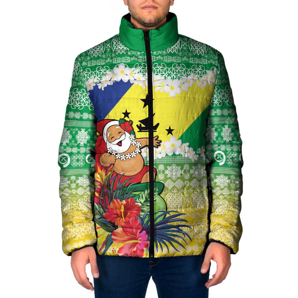 Personalised Malampa Joyeux Noel Padded Jacket Proud To Be a Ni-Van Sand Drawing Art LT9 Men Lime - Polynesian Pride