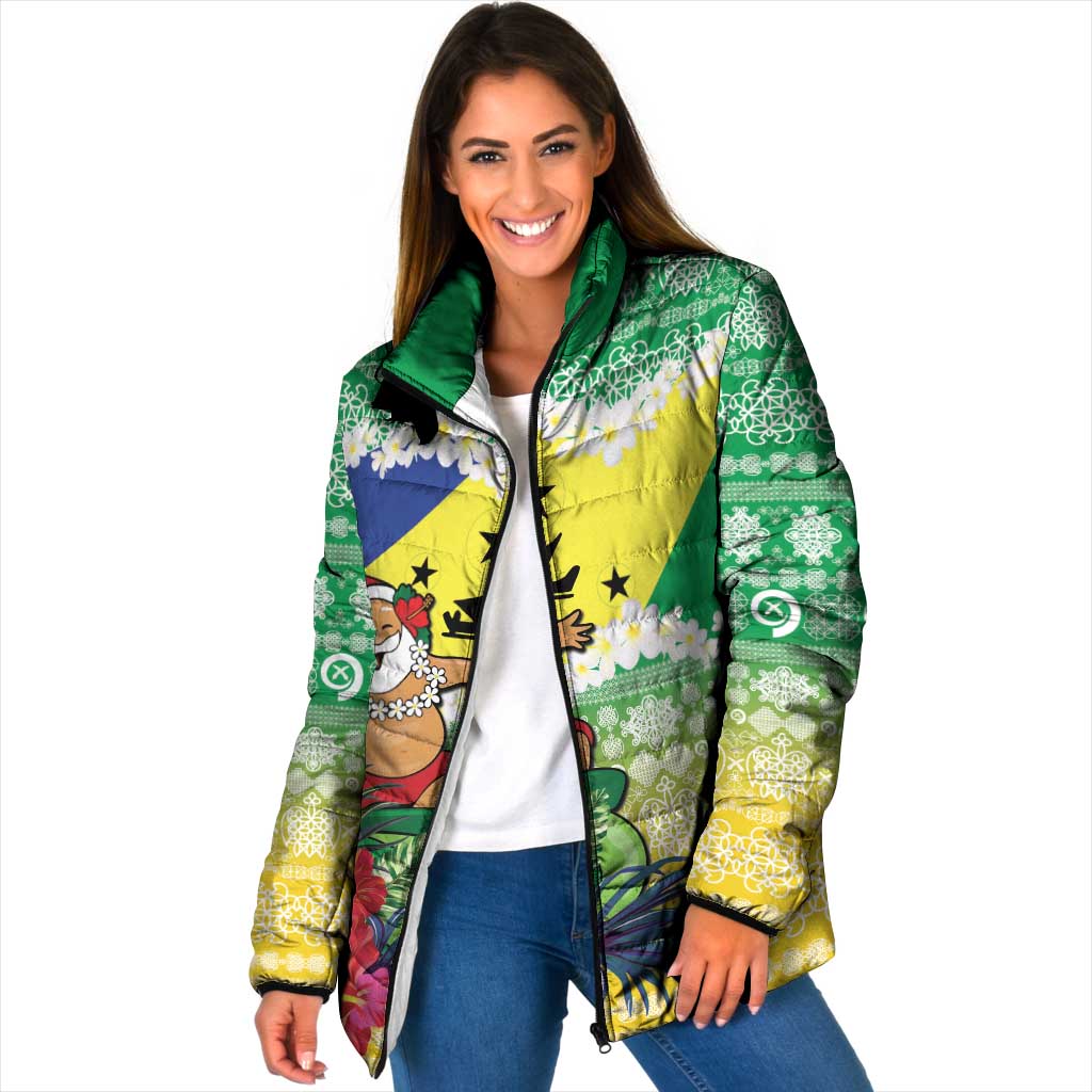 Personalised Malampa Joyeux Noel Padded Jacket Proud To Be a Ni-Van Sand Drawing Art LT9 Women Lime - Polynesian Pride