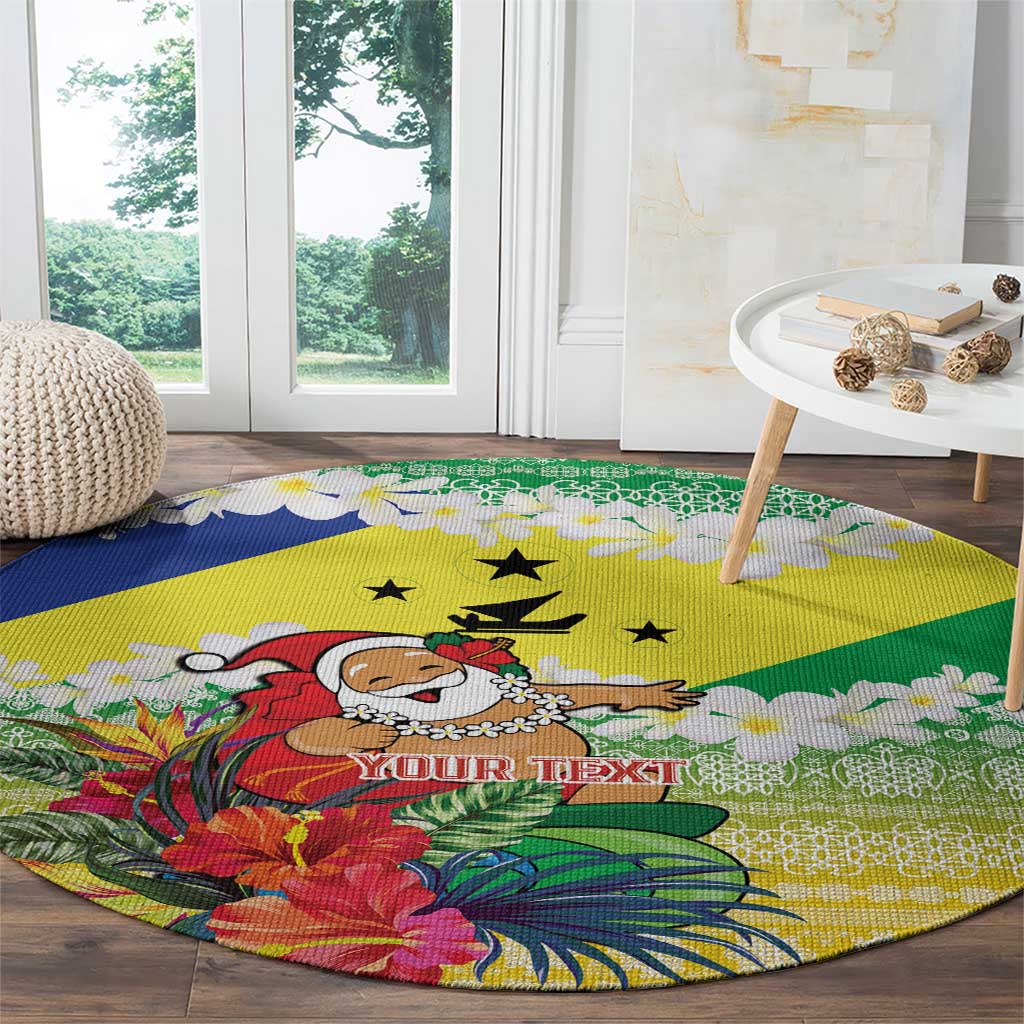 Personalised Malampa Joyeux Noel Round Carpet Proud To Be a Ni-Van Sand Drawing Art - Polynesian Pride