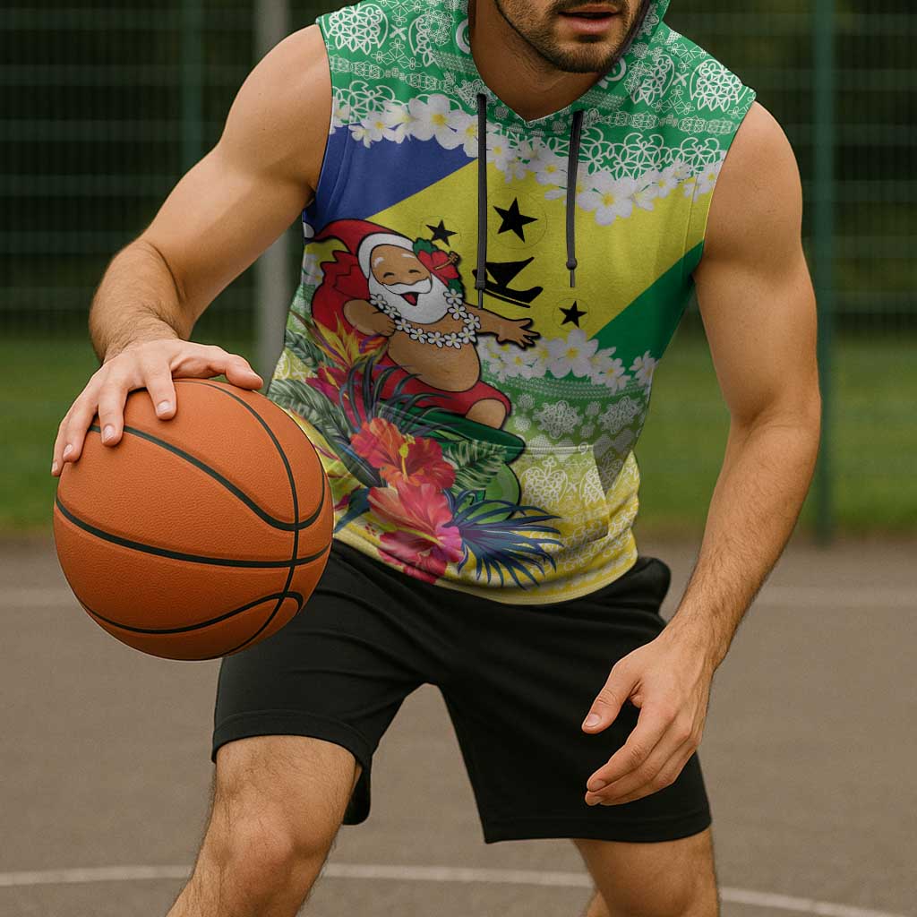 Personalised Malampa Joyeux Noel Sleeveless Hoodie Proud To Be a Ni-Van Sand Drawing Art LT9 - Polynesian Pride