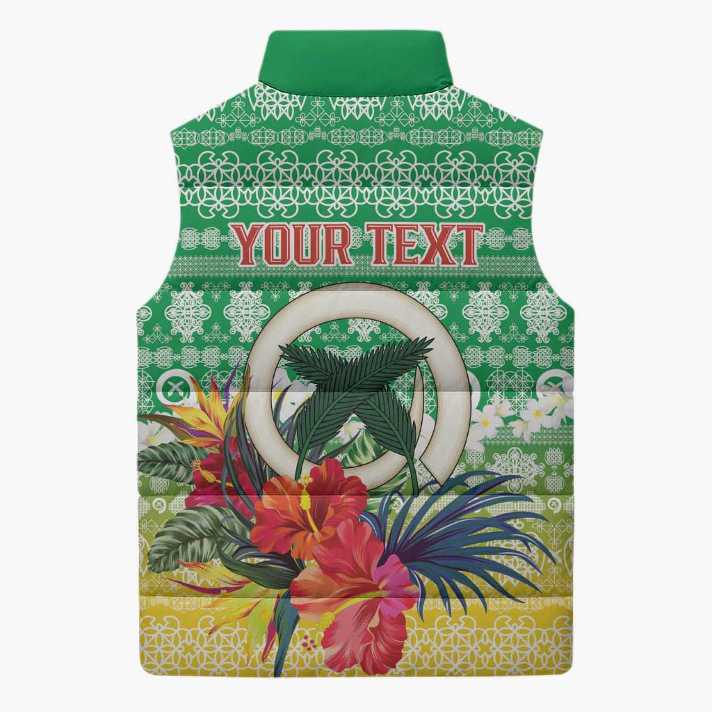 Personalised Malampa Joyeux Noel Sleeveless Puffer Jacket Proud To Be a Ni-Van Sand Drawing Art LT9 - Polynesian Pride