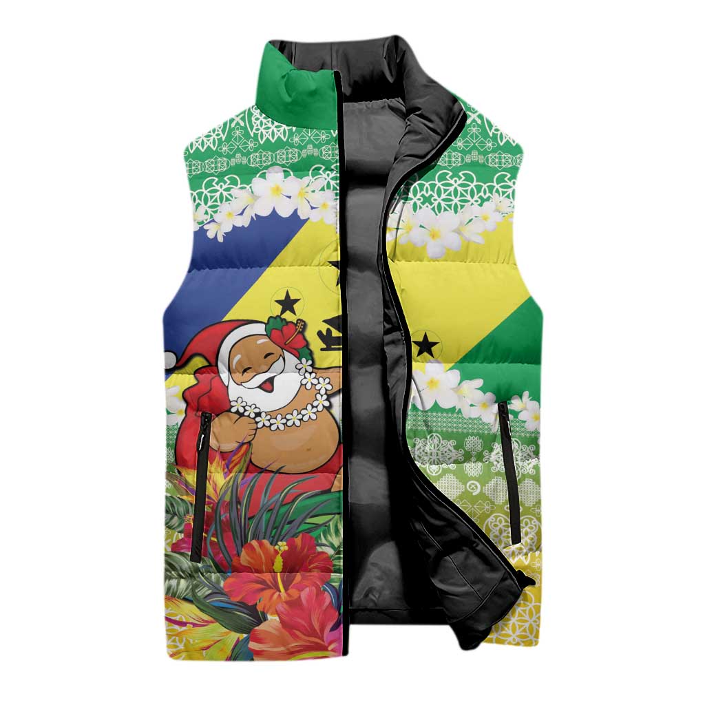 Personalised Malampa Joyeux Noel Sleeveless Puffer Jacket Proud To Be a Ni-Van Sand Drawing Art LT9 - Polynesian Pride