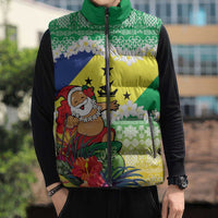 Personalised Malampa Joyeux Noel Sleeveless Puffer Jacket Proud To Be a Ni-Van Sand Drawing Art LT9 - Polynesian Pride