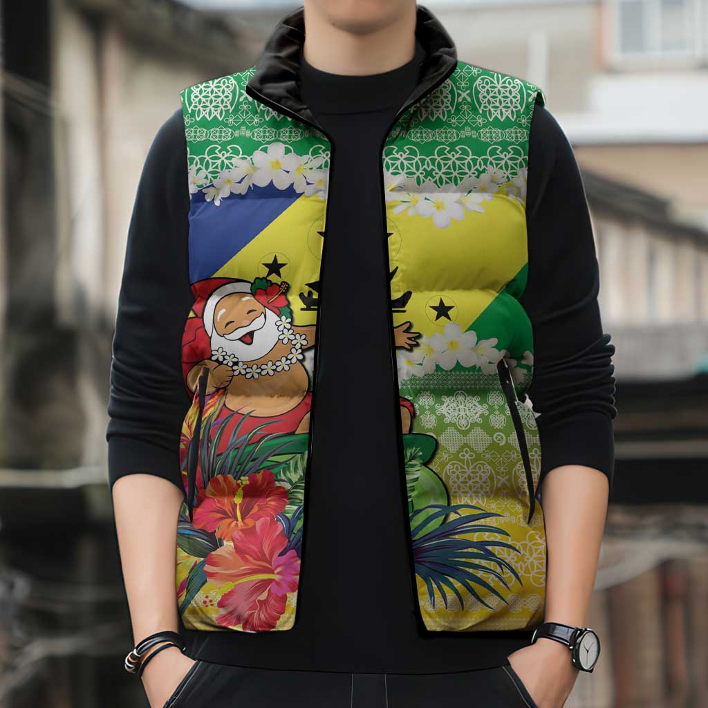 Personalised Malampa Joyeux Noel Sleeveless Puffer Jacket Proud To Be a Ni-Van Sand Drawing Art LT9 - Polynesian Pride