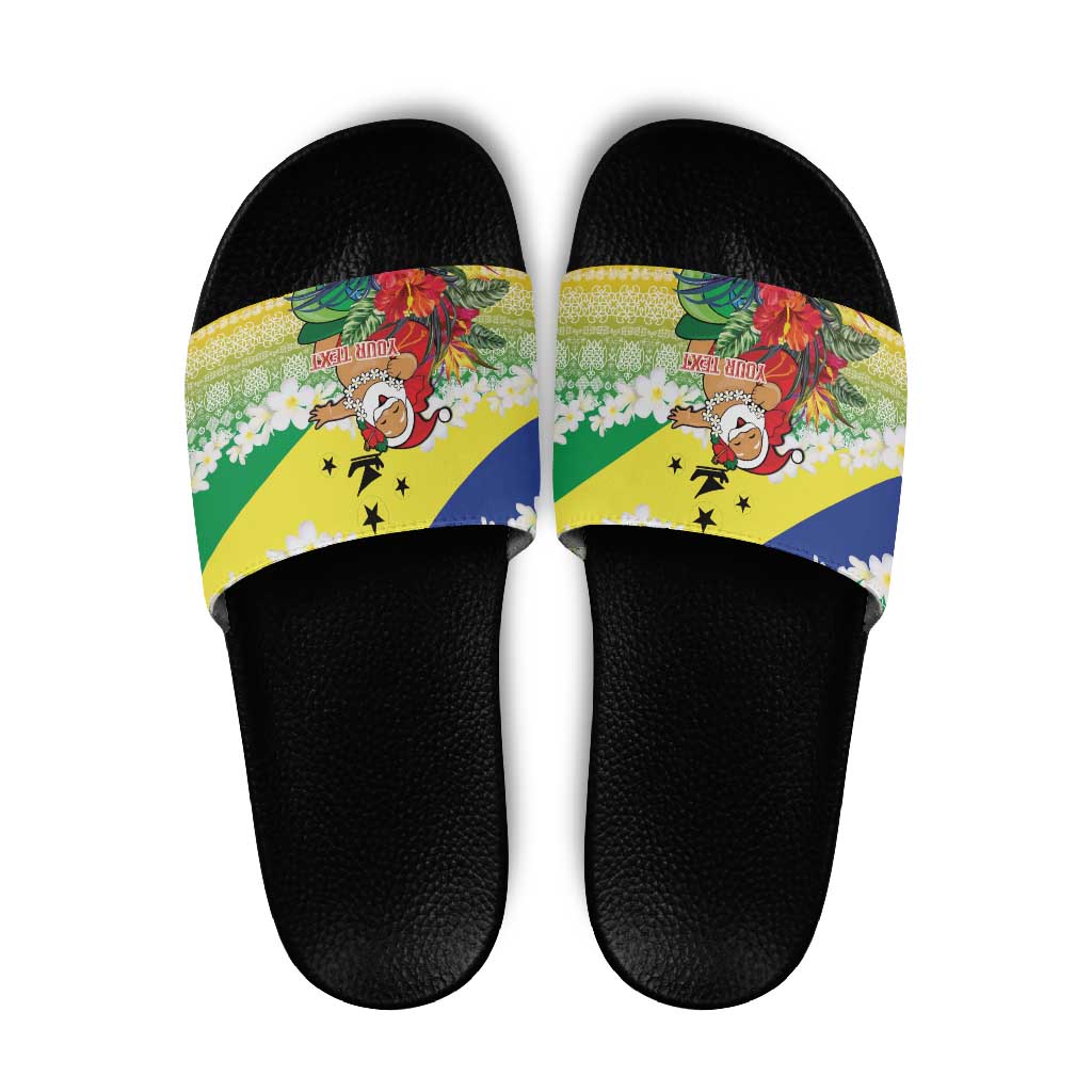 Personalised Malampa Joyeux Noel Slide Sandals Proud To Be a Ni-Van Sand Drawing Art - Polynesian Pride