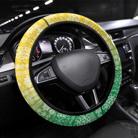 Malampa Joyeux Noel Steering Wheel Cover Proud To Be a Ni-Van Sand Drawing Art LT9 Universal Fit Lime - Polynesian Pride