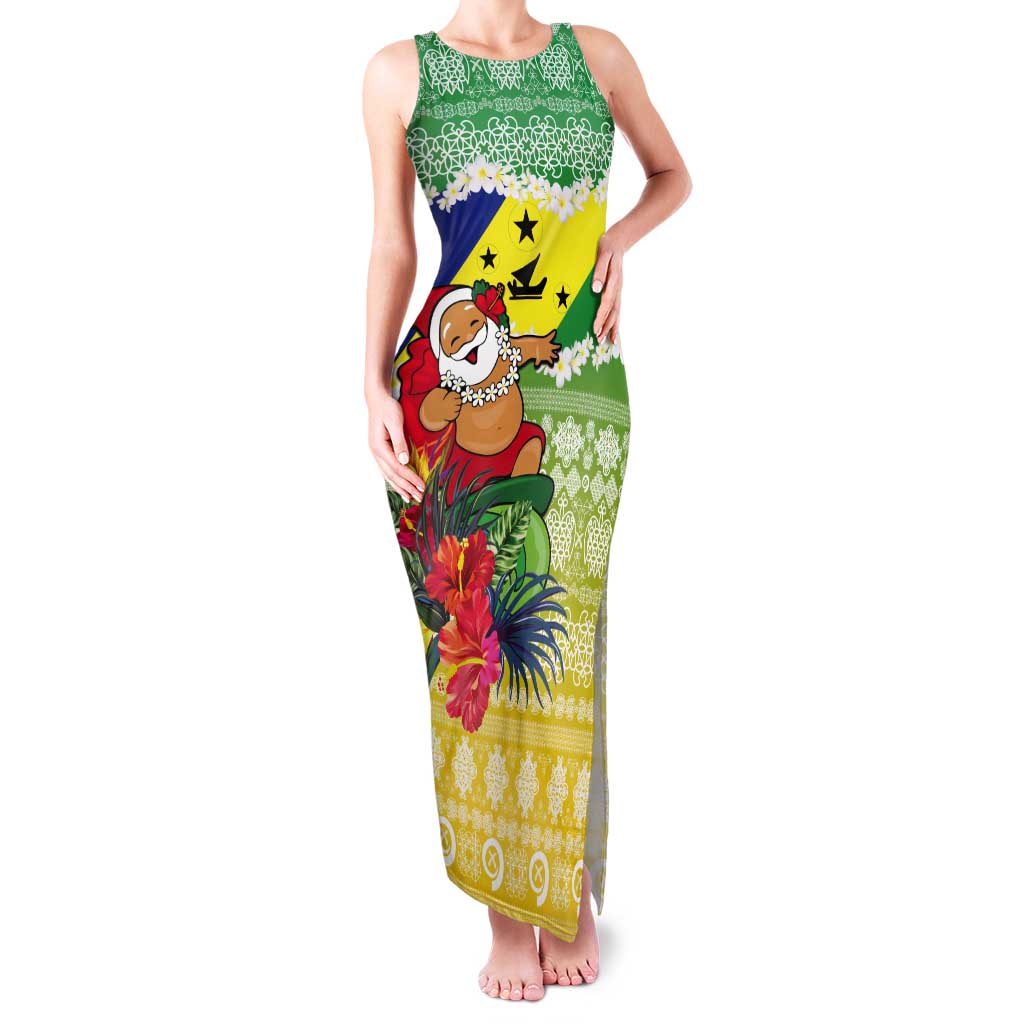 Personalised Malampa Joyeux Noel Tank Maxi Dress Proud To Be a Ni-Van Sand Drawing Art - Polynesian Pride