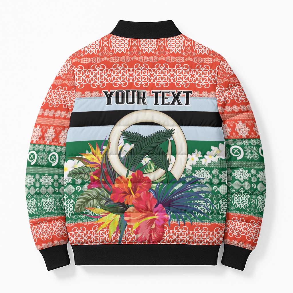 Personalised Penama Joyeux Noel Bomber Puffer Jacket Proud To Be a Ni-Van Sand Drawing Art LT9 - Polynesian Pride
